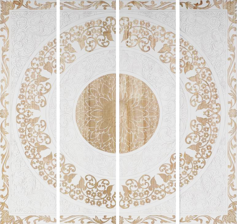 HP005 Wall Décor art wood panel hand carved patterned